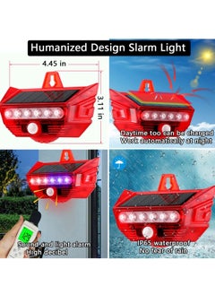 Y&D Solar Strobe Light, 2PCS Enhanced Outdoor Motion Sensor Alarm with Remote, 4 Mode Flashing Siren, IP65 Waterproof, 129dB Warning Sound for Home Yard Garage Barn  - Image 4