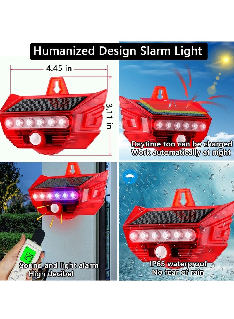 Y&D Solar Strobe Light, 2PCS Enhanced Outdoor Motion Sensor Alarm with Remote, 4 Mode Flashing Siren, IP65 Waterproof, 129dB Warning Sound for Home Yard Garage Barn  - Image 4