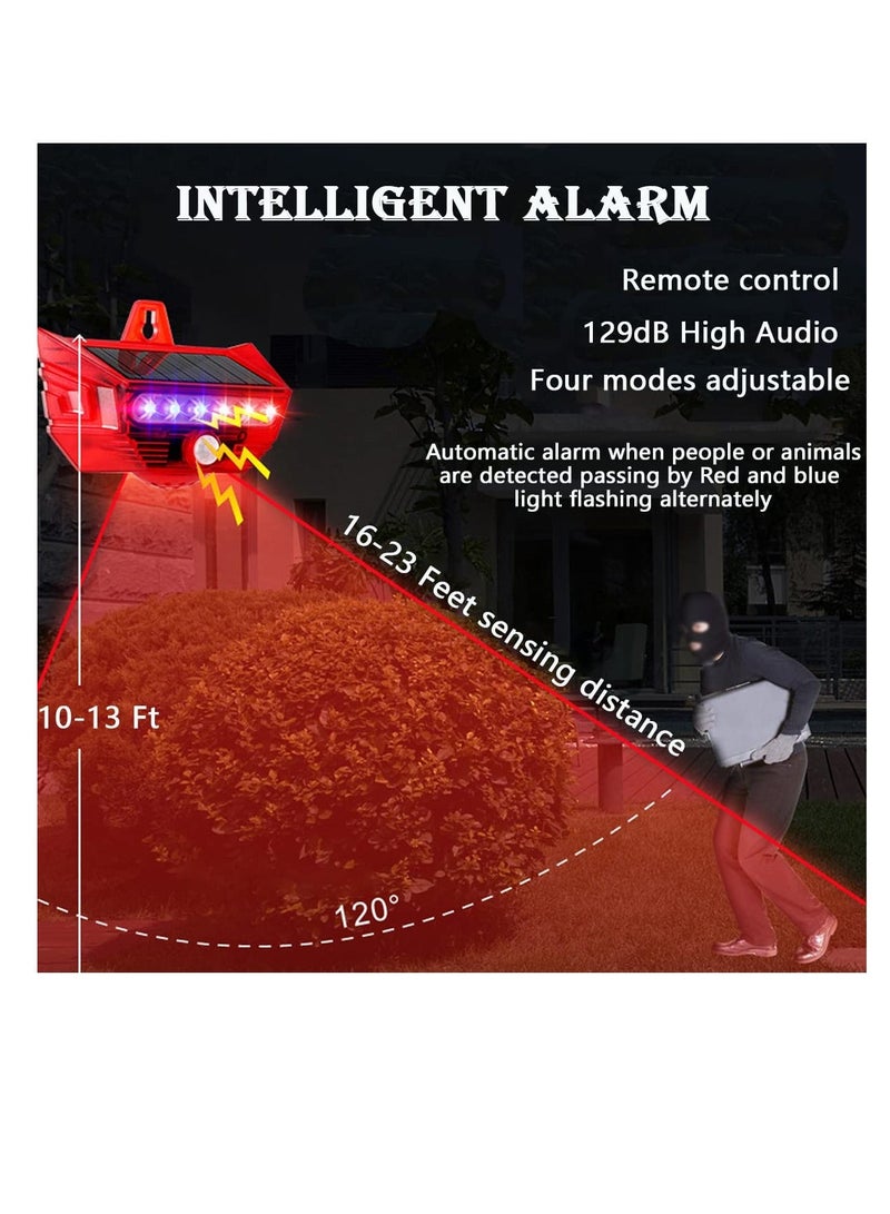 Y&D Solar Strobe Light, 2PCS Enhanced Outdoor Motion Sensor Alarm with Remote, 4 Mode Flashing Siren, IP65 Waterproof, 129dB Warning Sound for Home Yard Garage Barn  - Image 5