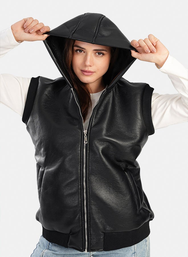 Carina Leather Vest with Full Zipper - Image 1