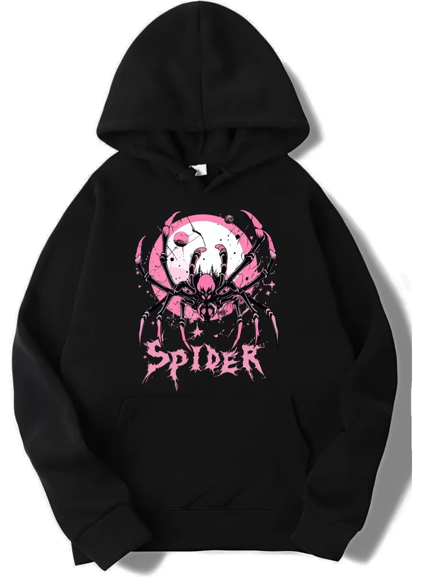 BRZ Collection Unisex Oversize Black Spider Hoodie