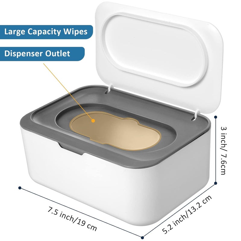 Yoande 4 Pieces Wipes Dispenser Baby Wipes Case Container Case Wet Wipe Holder with Sealing Design Refillable Baby Wipe Dispenser Easy Open and Close Gray - Image 3
