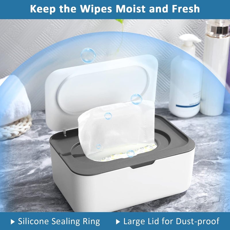 Yoande 4 Pieces Wipes Dispenser Baby Wipes Case Container Case Wet Wipe Holder with Sealing Design Refillable Baby Wipe Dispenser Easy Open and Close Gray - Image 5