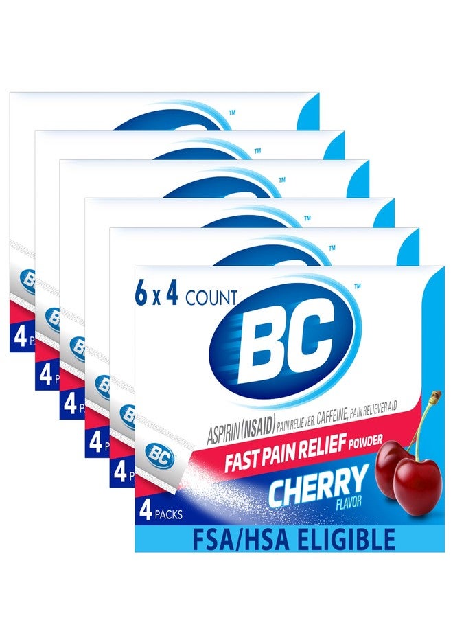 BC Powder Pain Reliever, Cherry Flavor Aspirin Dissolve Packs, 4 Count Powder Packets, 6 Pack - Image 1