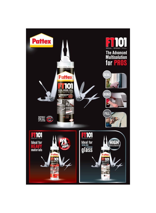 Pattex Seal-Bond-Fill Silicone Sealant Construction Adhesive 280 ml, Transparent  - Image 3
