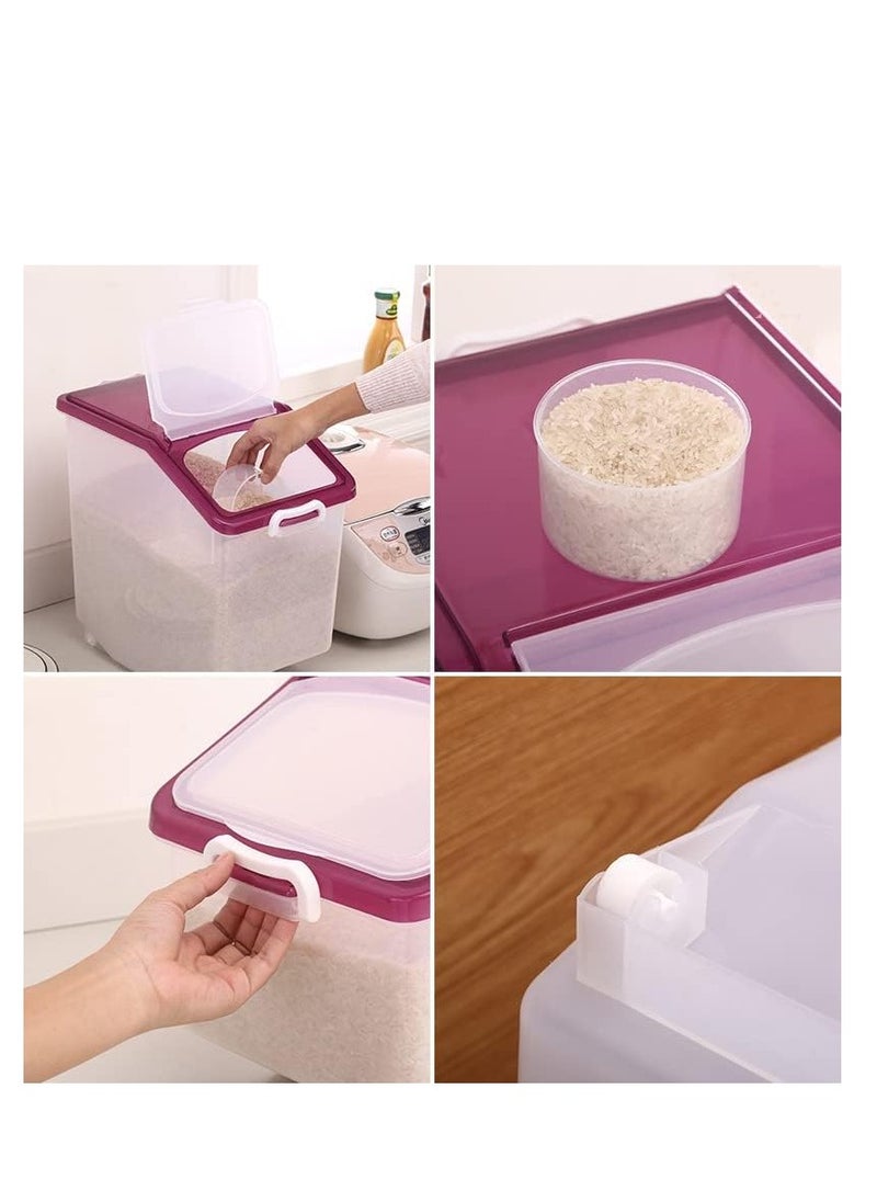 Premify - Rice Storage Container 10kg - Food Storage Container with Lid, BPA Free Plastic Large Cereal Sotrage Box, Multifunctional containers for kitchen food with Measuring Cup - Image 1
