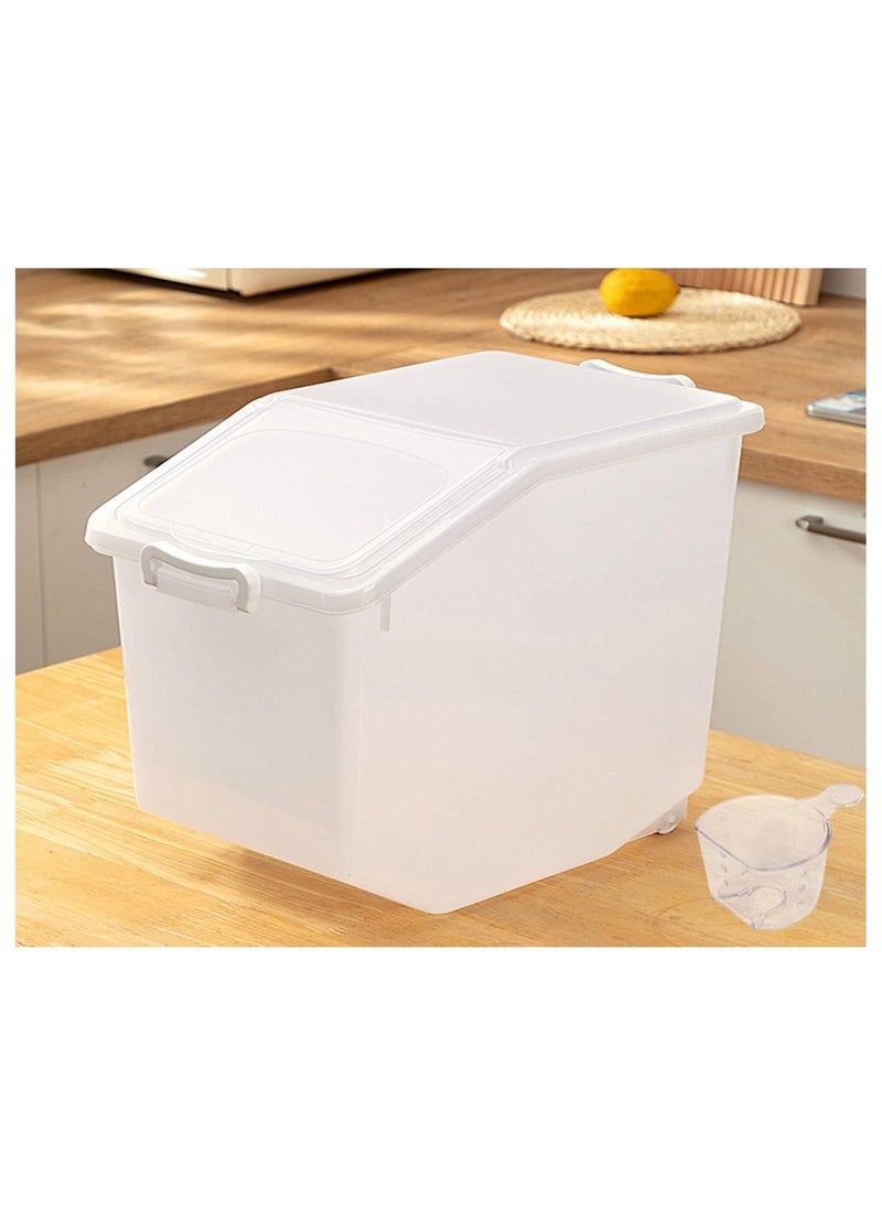 Premify - Rice Storage Container 10kg - Food Storage Container with Lid, BPA Free Plastic Large Cereal Sotrage Box, Multifunctional containers for kitchen food with Measuring Cup - Image 1