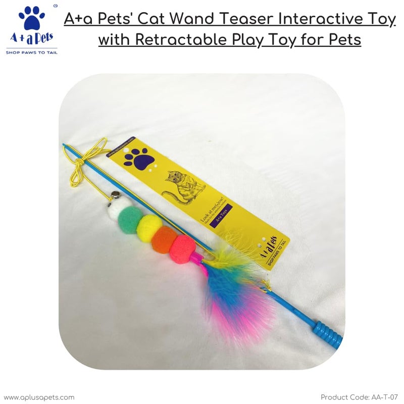 A+a Pets ' Cat Wand Teaser Interactive Toy with Feather Tail Play Toy for Cats, Puppies, and Small Animals (Pom) - Image 5