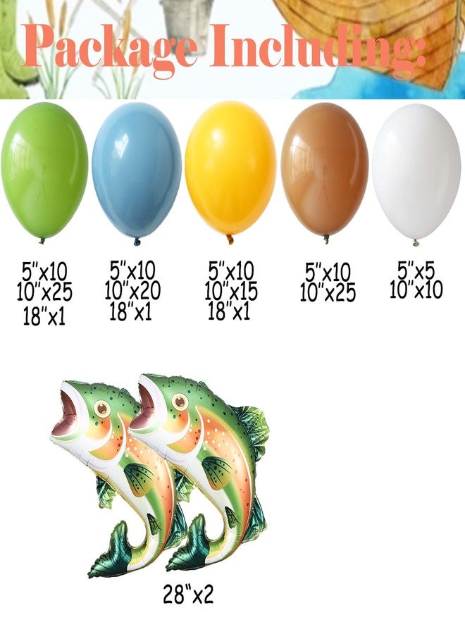 GIHOO Fishing Birthday Party Decorations 155PCS Fishing Balloon Arch Garland Kit with Rainbow Trout Fish Balloon for Ofishally One Fisherman Birthday Fish Themed Baby Shower Party Decoration - Image 2