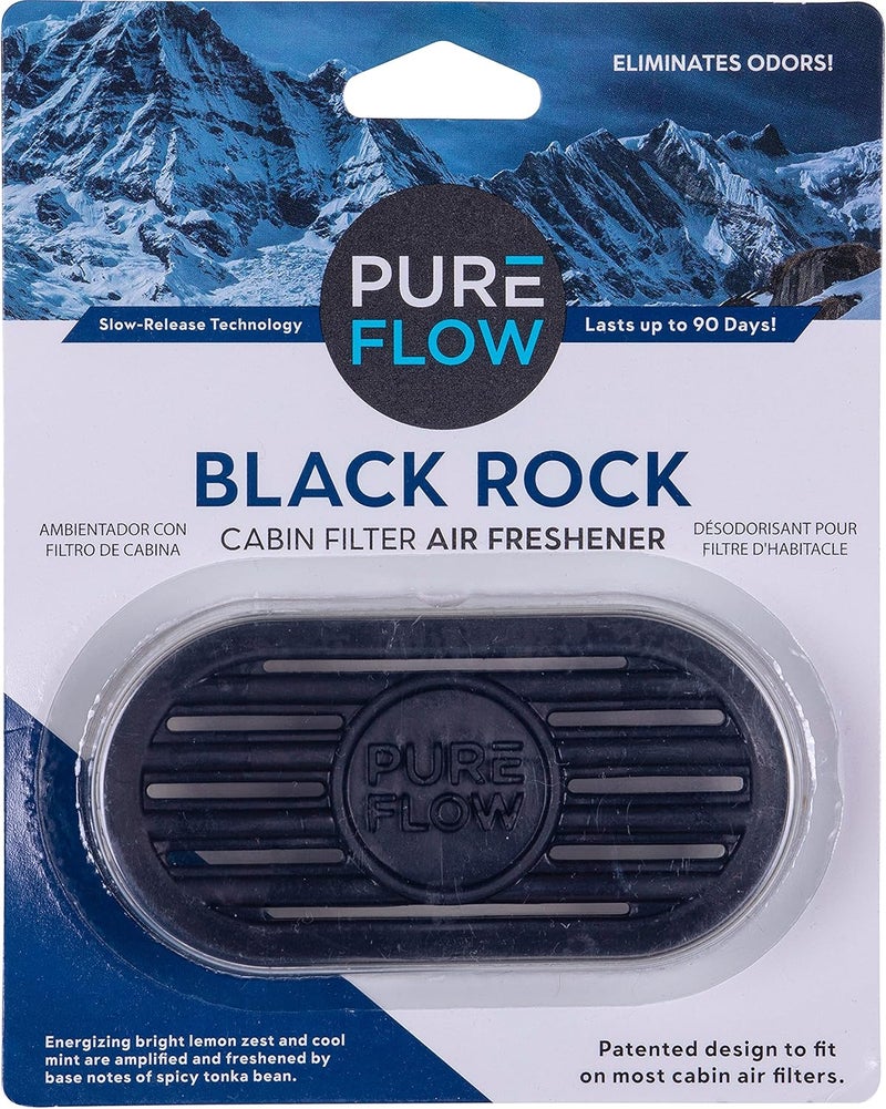 Pureflow Cabin Filter Air Freshener with Odor Eliminator – Fits on Most Car, Truck, and SUV Cabin Air Filters - Black Rock (1 Pack) - Image 1
