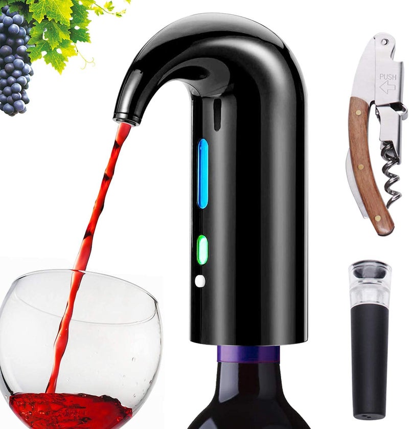 Yoocylii Electric Wine Aerator Pourer Portable OneTouch Wine Decanter and Wine Dispenser Pump for Red and White Wine MultiSmart Automatic Wine Oxidizer Dispenser USB Rechargeable Spout Pourer 