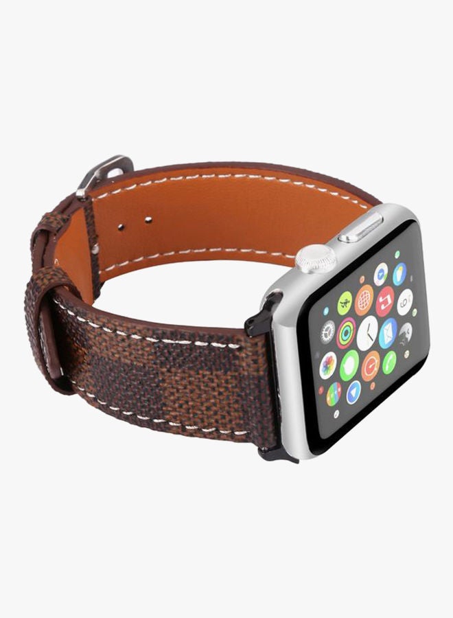 NIBEMINENT Leather Wrist Band For Apple Watch 40 mm Brown - Image 2