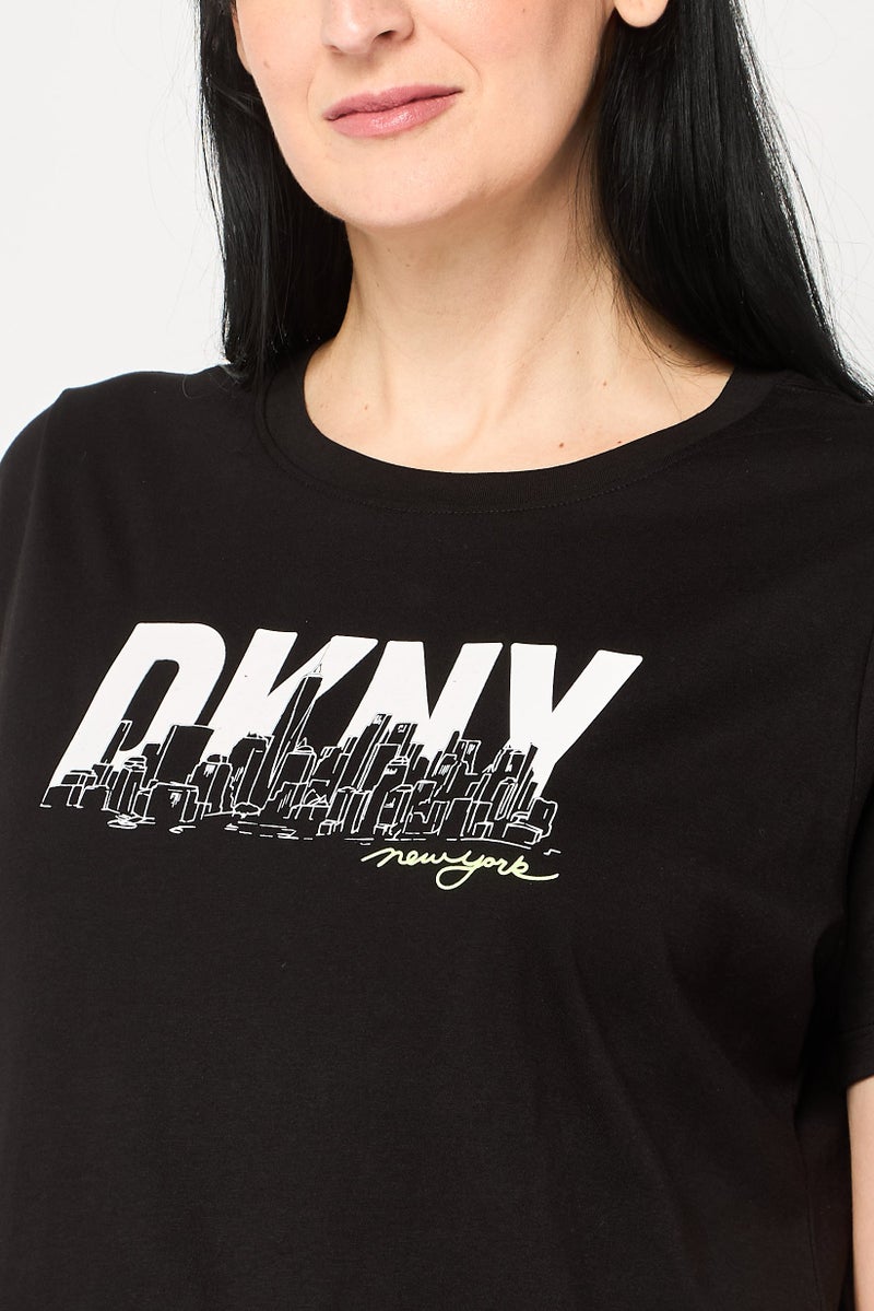 DKNY Women Sportswear Fit Short Sleeves Outdoor T-Shirt, Black - Image 3