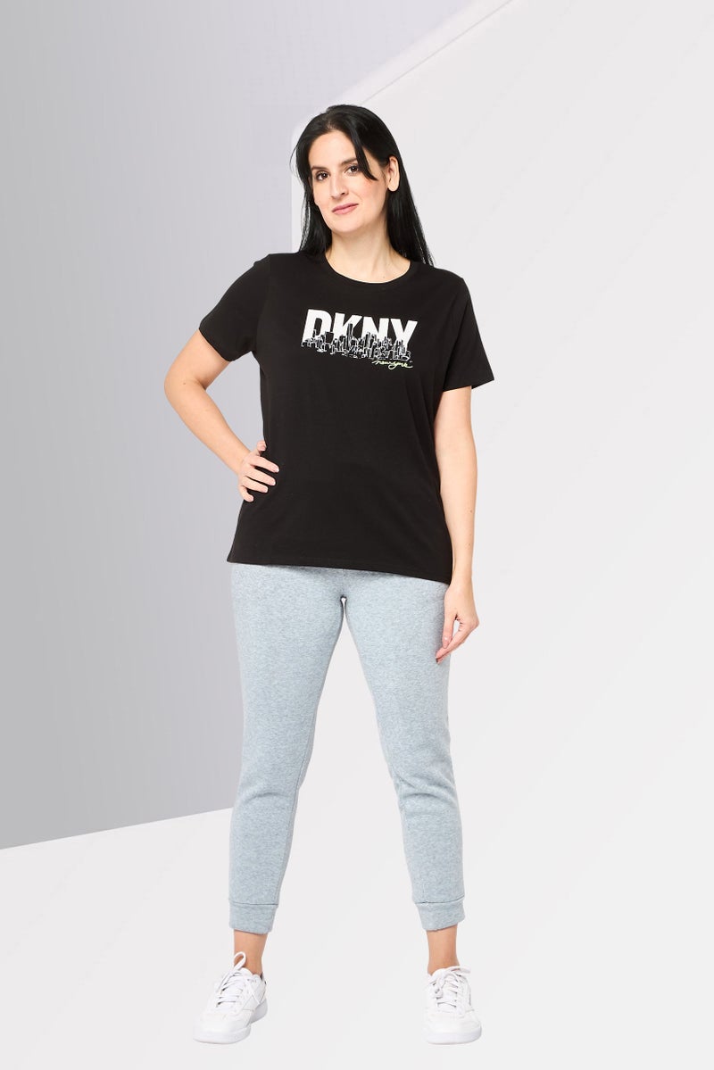 DKNY Women Sportswear Fit Short Sleeves Outdoor T-Shirt, Black - Image 2
