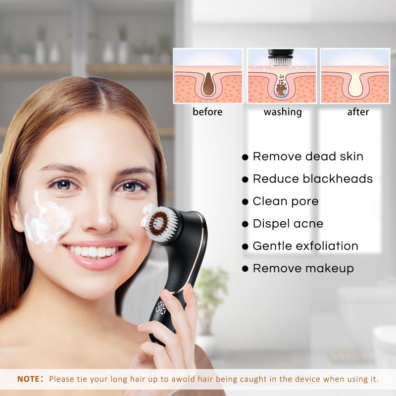 Gaurins Facial Cleansing Brush Face Scrubber Exfoliator Rechargeable IPX7 Waterproof Electric Spin Cleanser Device for Exfoliating, Massaging and Deep Cleansing Removing Blackhead, Face Massaging - Image 5