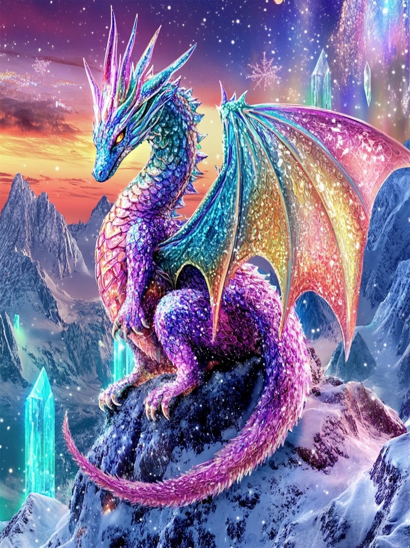 Meothan 5D Diamond Painting Kits for Adults Beginners Dragon Diamond Art Kits for Adoults DIY Full Round Paint with Diamond Art Dots Crystal Dragon Gem Art Painting Crafts Kits 11.8x15.7inch - Image 1