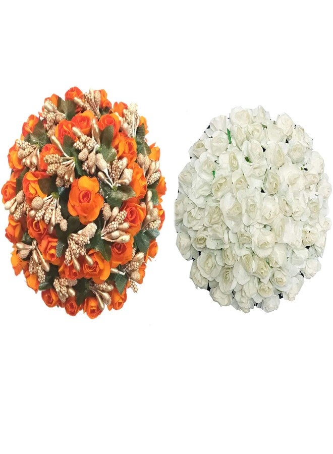 AorviDesigns إكسسوارات الشعر الورقية الاصطناعية Bun Gajra Juda Maker/Gajra للنساء - Pack-02 (متعددة الألوان) - Image 2