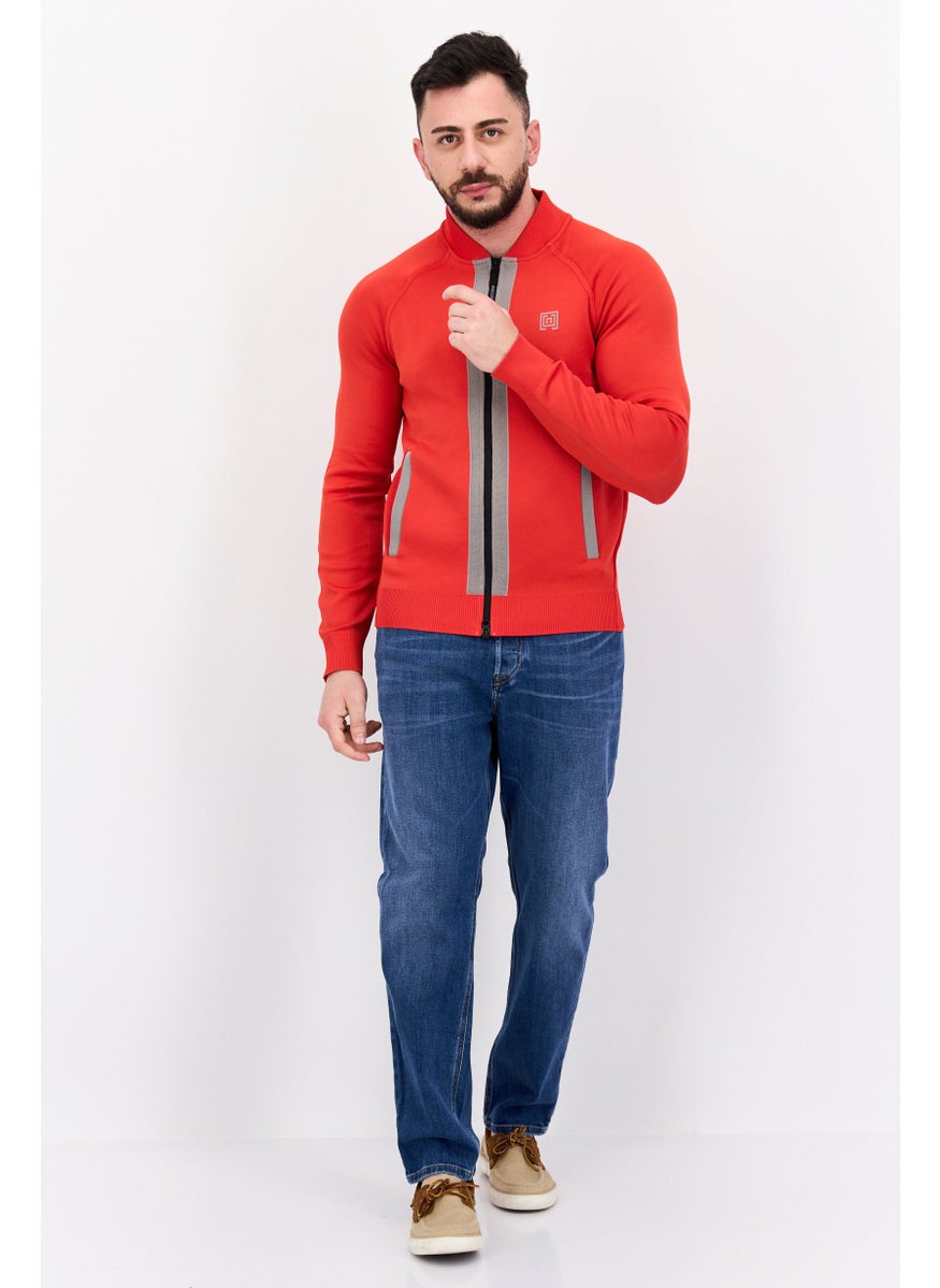 Free Soul Men Stand Collar Brand Logo Long Sleeves Sweatshirt, Red  - Image 4