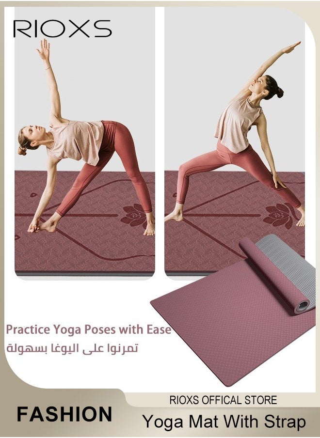 RIOXS Yoga Mat Non Slip Yoga Mat with Strap Included 6mm Thick Exercise Mat Ideal for HiiT, Pilates, Yoga and Many Other Home Workouts with Resistance Bands  - Image 4