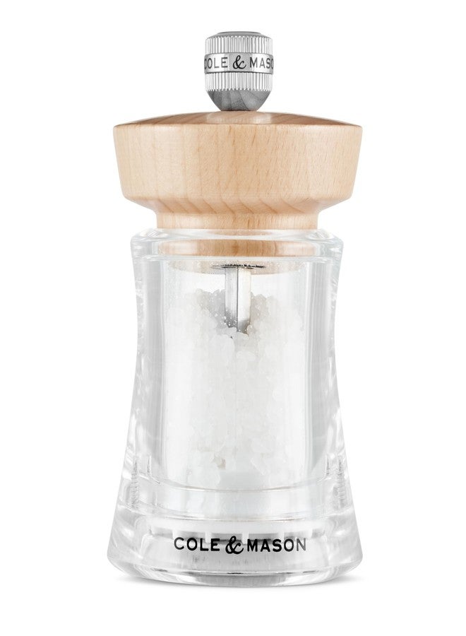 Cole & Mason Holborn Acrylic - Compact Hand Grinder - Acrylic Kitchen Tool with Adjustable Grind Setting - Easy-to-Clean Grinder with Premium Design - Natural Beech Salt Mill, 3.75" - Image 1