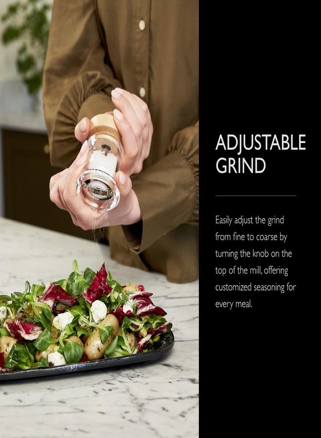 Cole & Mason Holborn Acrylic - Compact Hand Grinder - Acrylic Kitchen Tool with Adjustable Grind Setting - Easy-to-Clean Grinder with Premium Design - Natural Beech Salt Mill, 3.75" - Image 5