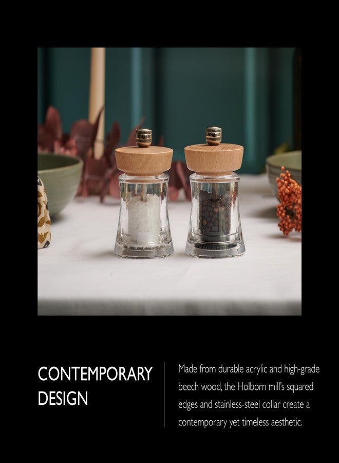 Cole & Mason Holborn Acrylic - Compact Hand Grinder - Acrylic Kitchen Tool with Adjustable Grind Setting - Easy-to-Clean Grinder with Premium Design - Natural Beech Salt Mill, 3.75" - Image 3