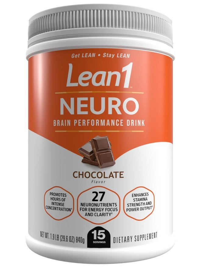 لين1 مشروب الطاقة العقلية من Lean1 Neuro Chocolate، عبوة تحتوي على 15 وجبة من Nutrition53 - Image 1