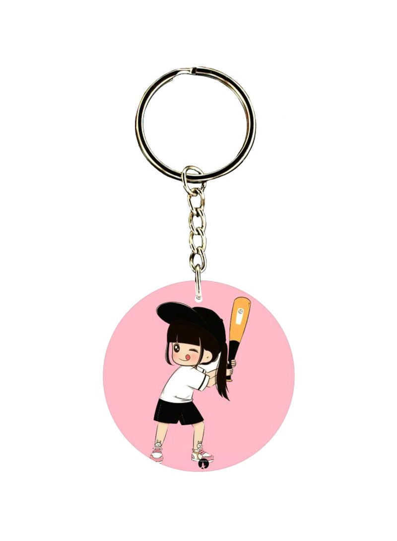Cartoon Girl Printed Keychain