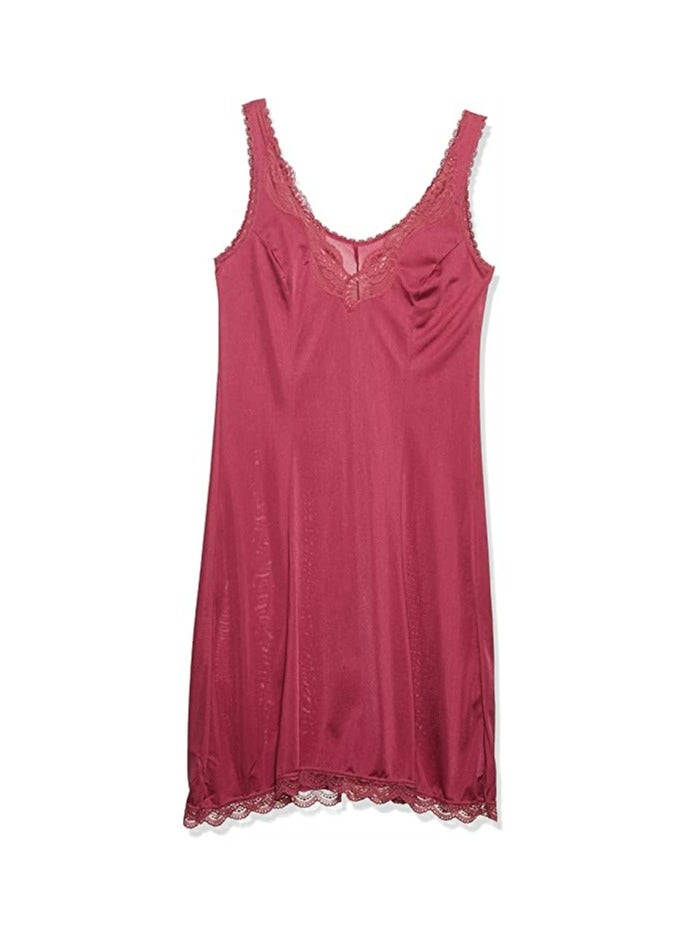 Lasso Elegant Satin Nightgown, V-Neck Lace Trim Sleepwear, Full Length Slip Dress with Scalloped Hem 1938 - Image 2