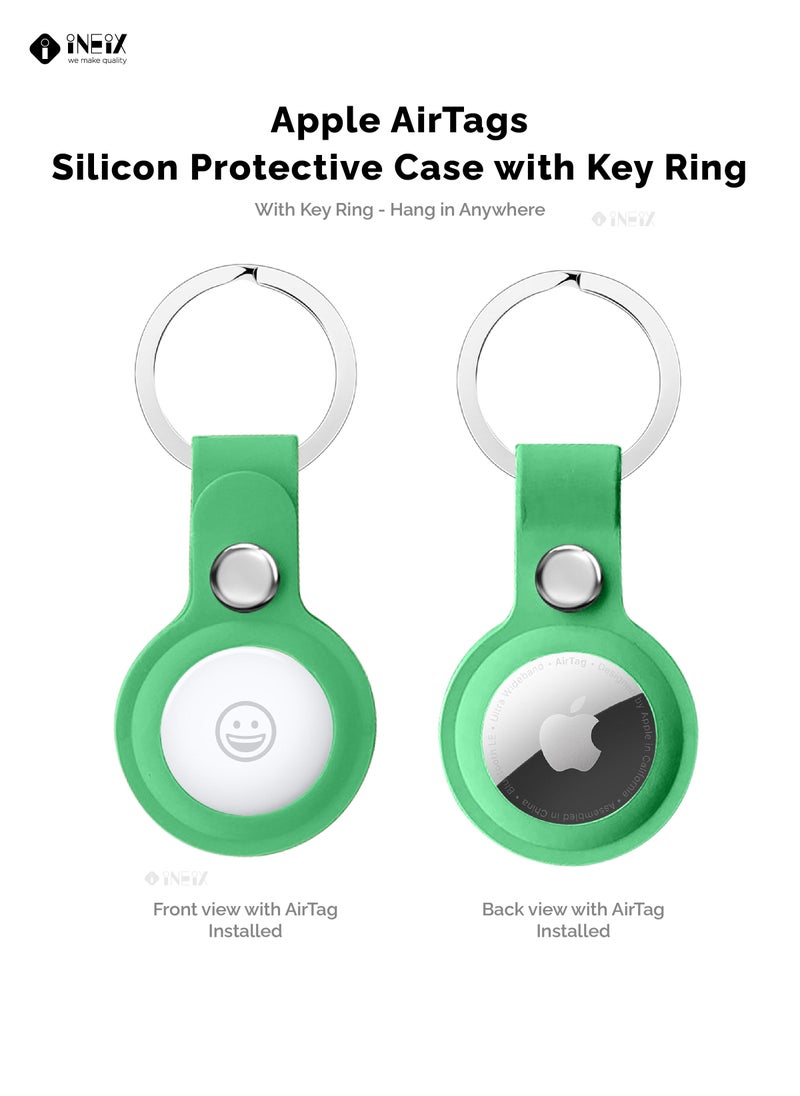 INEIX - Silicone Protection Case Cover With Key Chain Holder For Apple AirTag - Cyan - Image 1