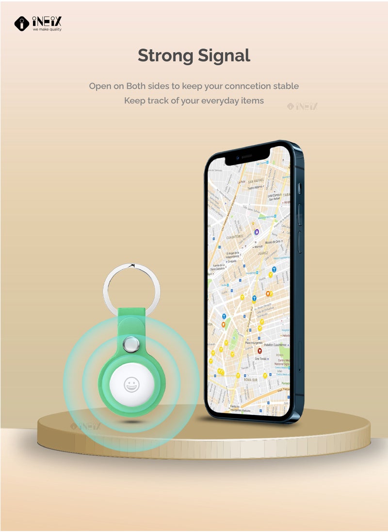 INEIX - Silicone Protection Case Cover With Key Chain Holder For Apple AirTag - Cyan - Image 1