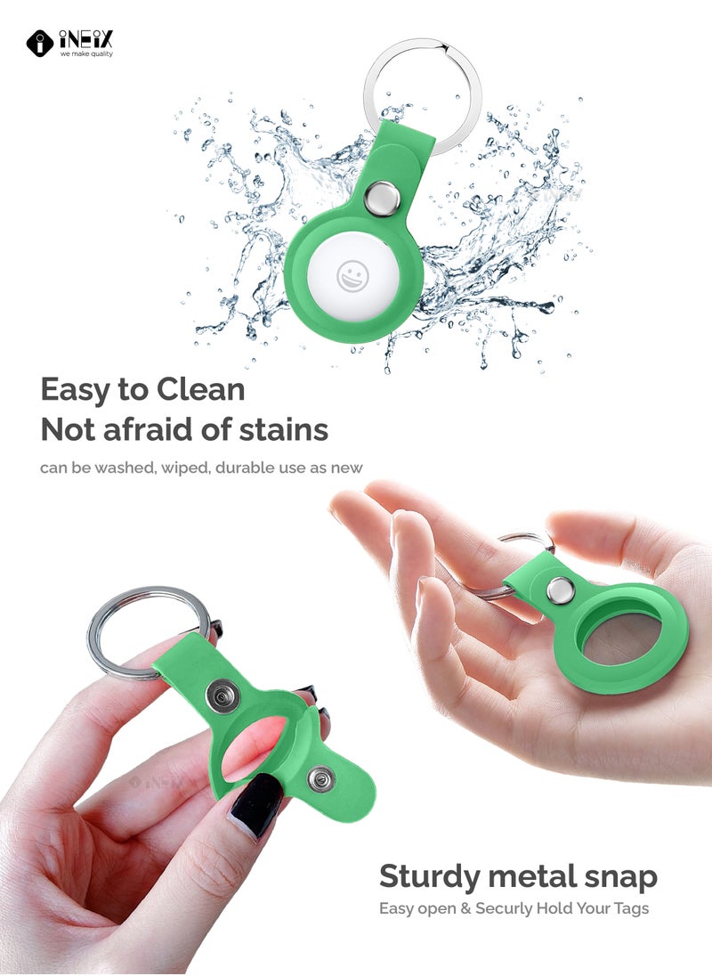 INEIX - Silicone Protection Case Cover With Key Chain Holder For Apple AirTag - Cyan - Image 1