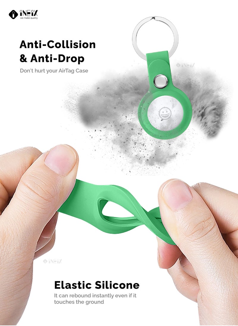 INEIX - Silicone Protection Case Cover With Key Chain Holder For Apple AirTag - Cyan - Image 1