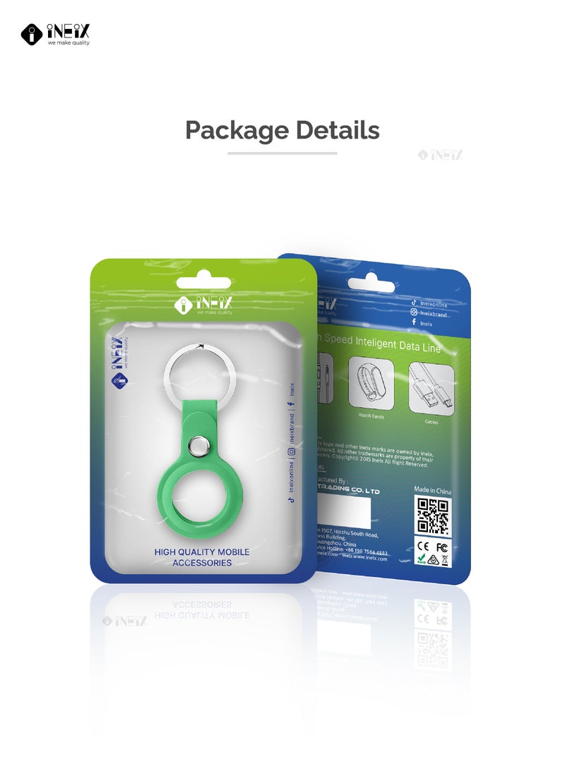 INEIX - Silicone Protection Case Cover With Key Chain Holder For Apple AirTag - Cyan - Image 1