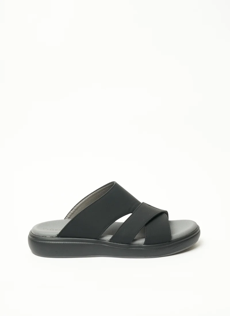 جيومني صندل عربي تقليدي للرجال - تصميم مريح من الجلد سهل الارتداء - مثالي للارتداء اليومي والمناسبات - زيتوني