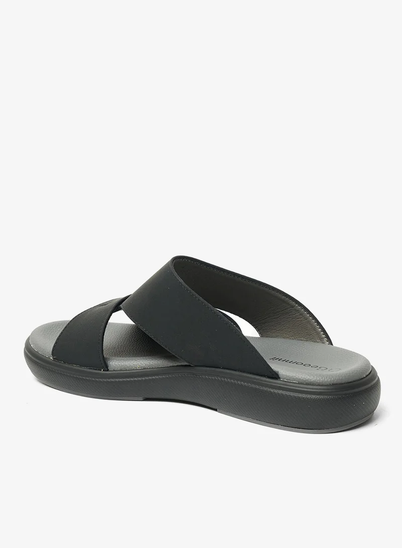 Geoomnii Black Traditional Arabic Sandals for Men – Comfortable Leather Slip-On Design – Perfect for Everyday Wear & Occasions-Olive for Men | Best Price UAE