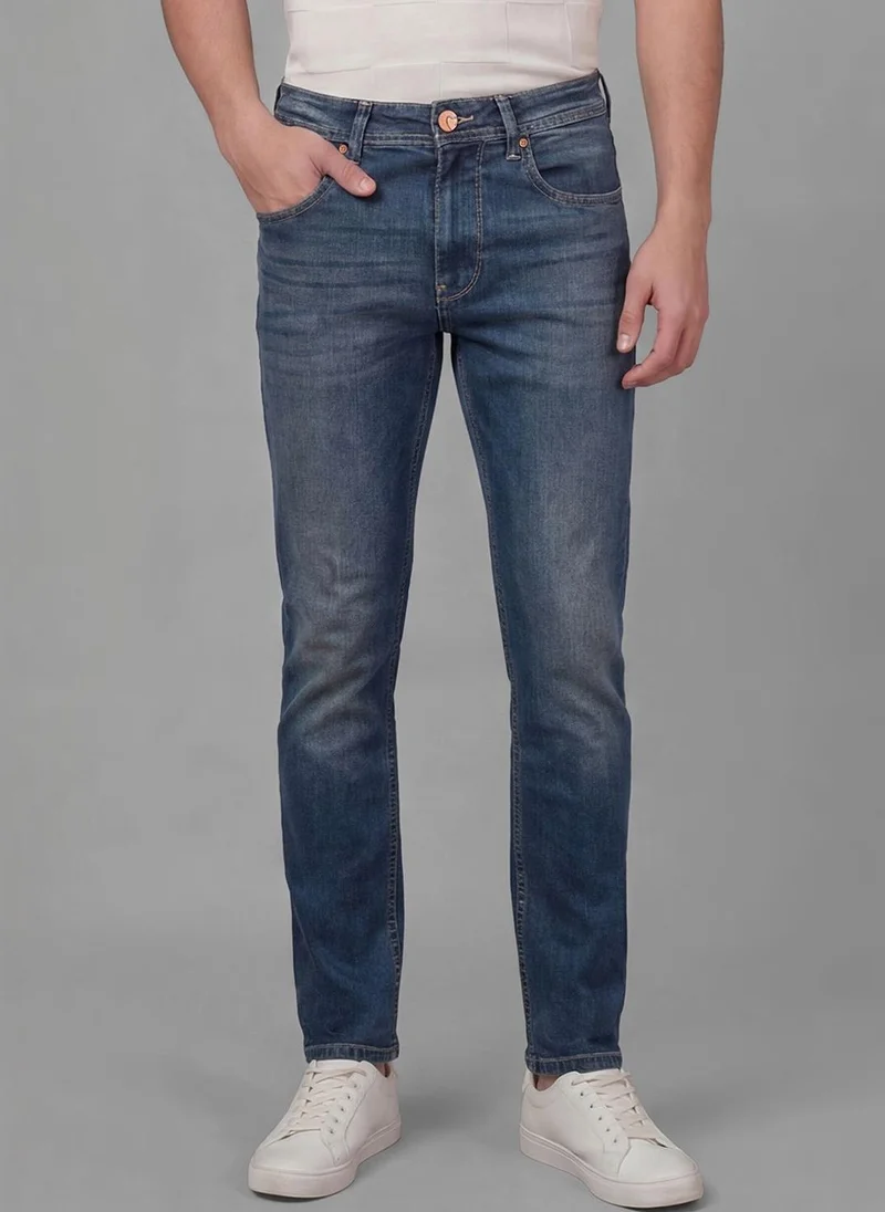 Men Straight Fit Mid-Rise Low Distress Light Fade Jeans