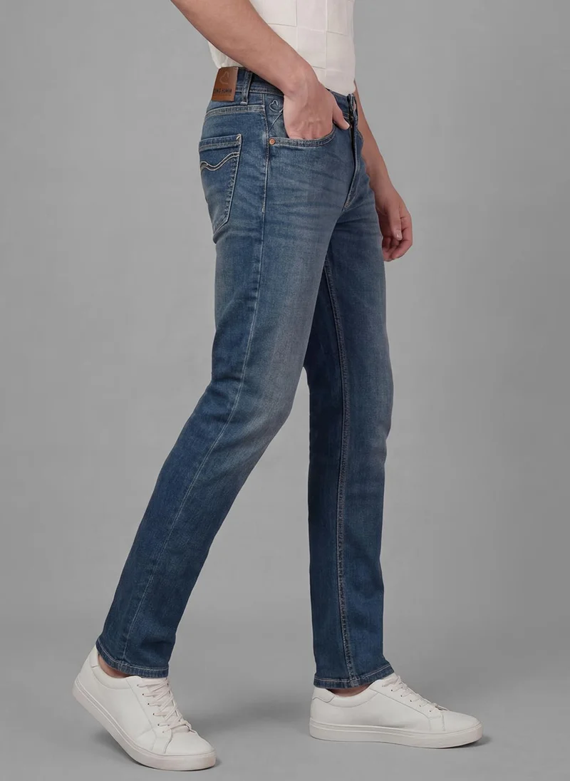 بيينغ هيومان Men Straight Fit Mid-Rise Low Distress Light Fade Jeans