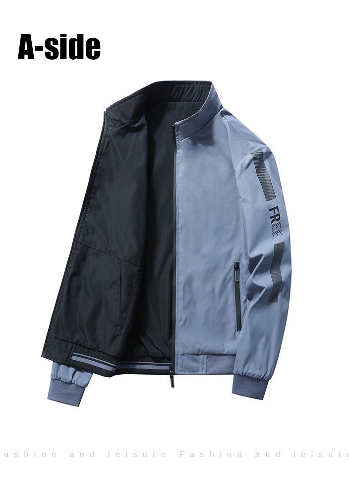 NIBEMINENT Men’s Reversible Jacket Men's Pilot Baseball Uniform Reversible Wearable Loose Padded Men's Motorcycle Jacket Men's Jacket Fashion Casual Men's Clothing  - Image 2