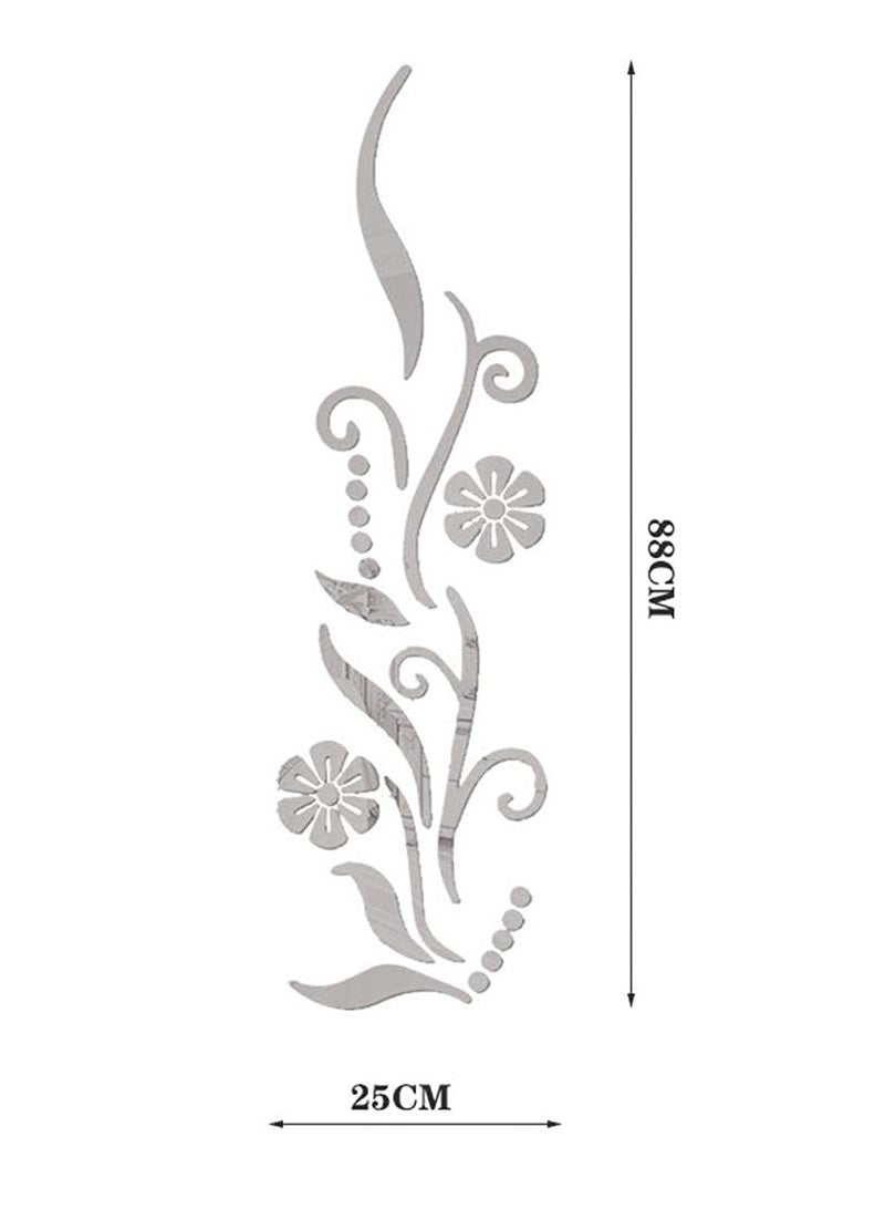 Barakah 3D Flower Mirror Wall Decoration, Petal Crystal Mirror Stereoscopic Wall Sticker for Bedroom Living Room Sofa Tv Wall Background, Removable Acrylic Art Mural for Home Decoration, Silver - Image 4