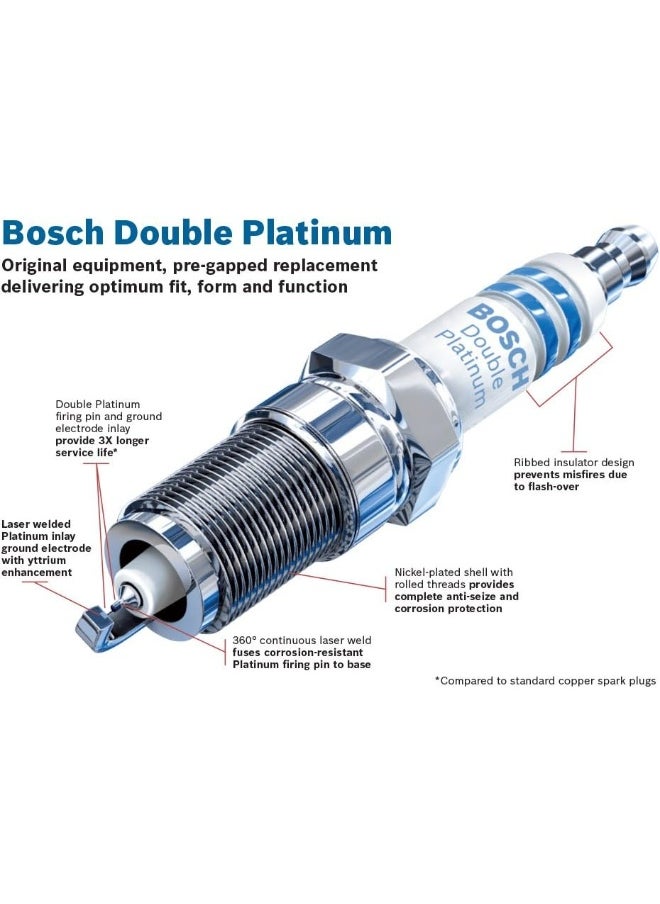 BOSCH Bosch FR7NPP332 Double Platinum Spark Plug - Up to 3X Longer Life for Select BMW 128i 323i 325i 325xi 328i 328xi 330i 330xi 525i 525xi 528i 528xi 530i 530xi X3 X5 Z4 xDrive and Saab 9-3 (Pack of 10)  - Image 2