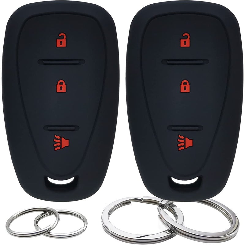 GFDesign 2 Pcs Silicone 3 Buttons Key Fob Cover Remote Case Keyless Protector Compatible with Chevrolet Chevy Malibu Blazer Camaro Cruze Equinox Malibu Limited Sonic Spark Traverse Trax Volt 20162019