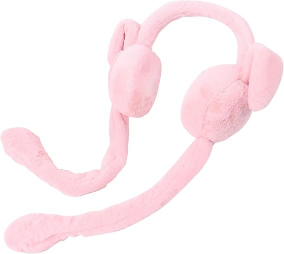 THE DDS STORE Women Kids Warm Plush Earmuffs Funny Bunny Ear Muffs with Moving Ears Cute Windproof Ear Warmer Toys Gift (Pink) - Image 1
