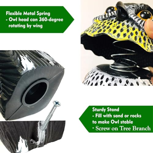 GiftExpress 16" Large Owl Decoy with Rotating Head – Realistic Garden Statue Bird & Squirrel Deterrent, Life-Size Predator Scarecrow for Outdoor Yard & Garden Protection - Image 4