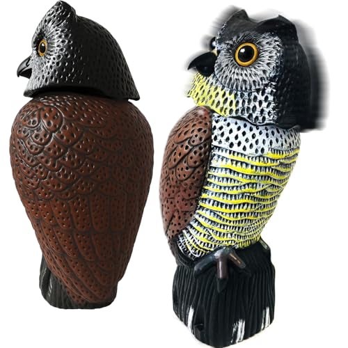 GiftExpress 16" Large Owl Decoy with Rotating Head – Realistic Garden Statue Bird & Squirrel Deterrent, Life-Size Predator Scarecrow for Outdoor Yard & Garden Protection - Image 1