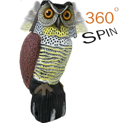 GiftExpress 16" Large Owl Decoy with Rotating Head – Realistic Garden Statue Bird & Squirrel Deterrent, Life-Size Predator Scarecrow for Outdoor Yard & Garden Protection - Image 2