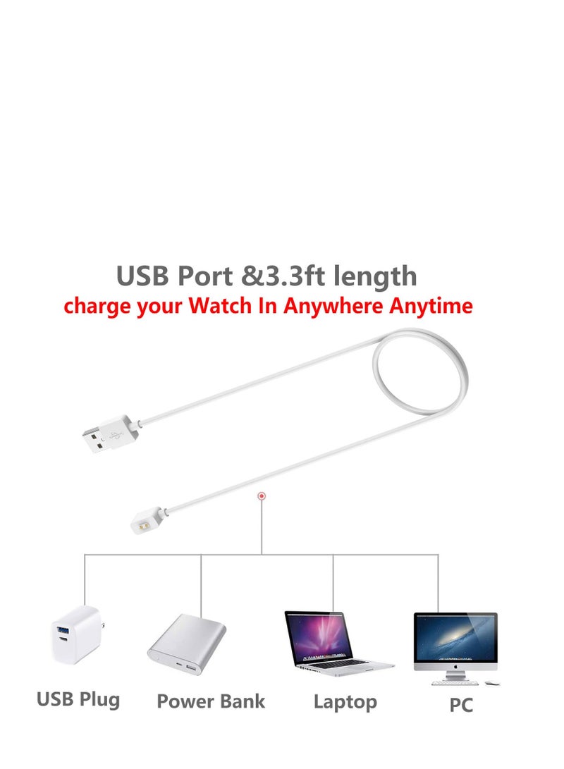 SYOSI 2 Pack Magnetic Charging Cable Compatible with Xiaomi Mi Band 8 and for Redmi Band 2/Watch 3 Lite/Watch 3 Active, 3.3ft USB Charging Cable Stand Dock Smartwatch Accessories (White) - Image 5