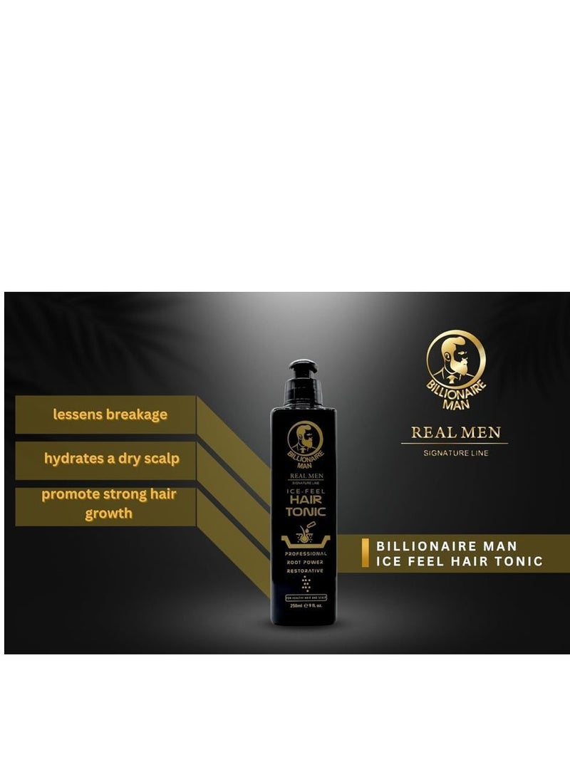 بيليونير مان تونيك الشعر ICE FEEL من Billionaire Man Real Men Signature Line بحجم 250 مل لشعر وفروة رأس صحيين - Image 3