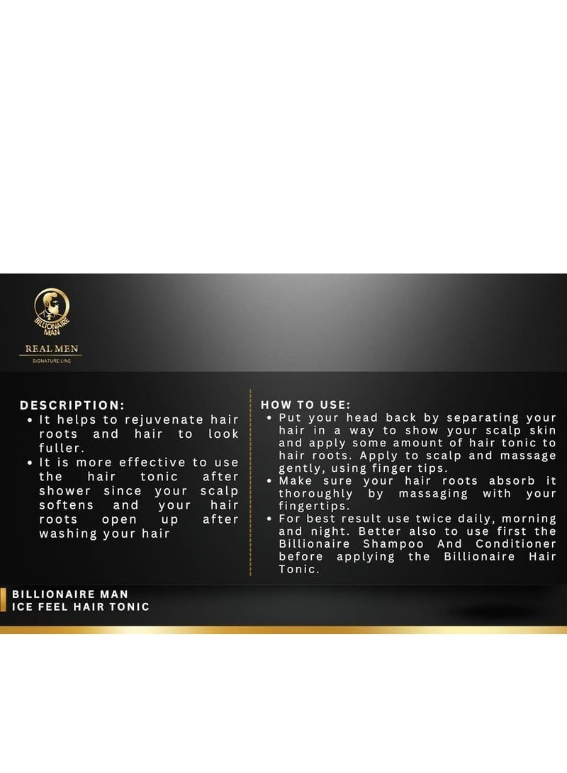 بيليونير مان تونيك الشعر ICE FEEL من Billionaire Man Real Men Signature Line بحجم 250 مل لشعر وفروة رأس صحيين - Image 4
