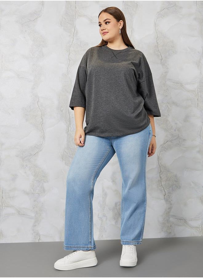 Styli - Stone Wash Wide Leg Jeans - Image 1